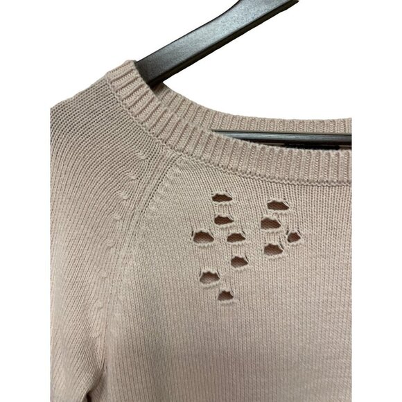 Express Pink Crewneck Shark Bite Side Zipper Long Sleeve Sweater Size Small - Picture 2 of 9